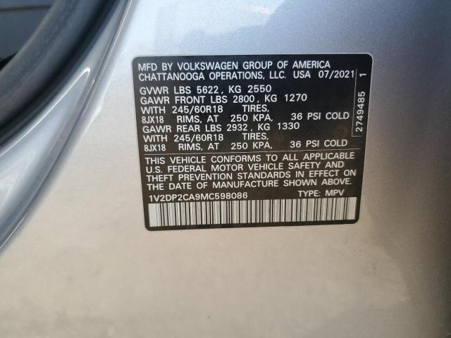1V2DP2CA9MC598086 - 2021 VOLKSWAGEN ATLAS SE Plata foto 13