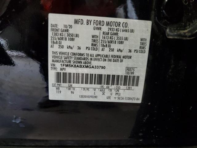 1FM5K8ABXMGA33790 - 2021 FORD EXPLORER POLICE INTERCEPTOR BLACK photo 13