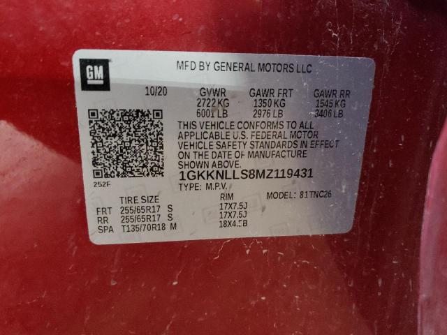 1GKKNLLS8MZ119431 - 2021 GMC ACADIA AT4 RED photo 14