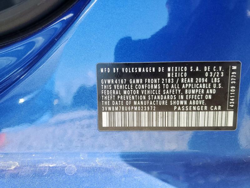 3VWBM7BU6PM023972 - 2023 VOLKSWAGEN JETTA SPORT ლურჯი ფოტო 13