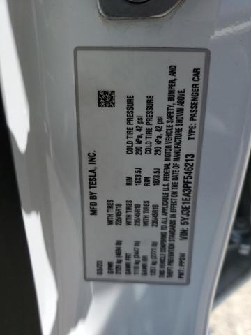 5YJ3E1EA3PF546213 - 2023 TESLA MODEL 3 WHITE photo 13