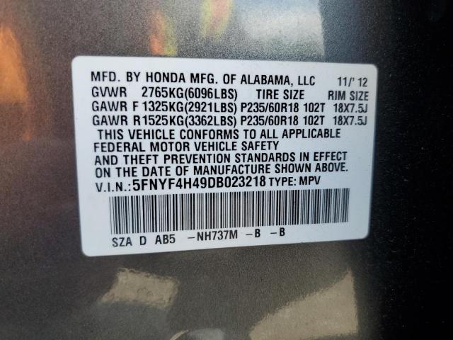 5FNYF4H49DB023218 - 2013 HONDA PILOT EX GRAY photo 13