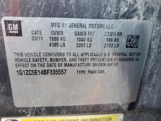 1G1ZC5E14BF335557 - 2011 CHEVROLET MALIBU 1LT 灰色 照片 12