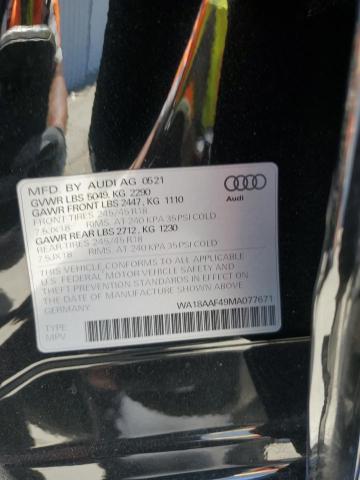 WA18AAF49MA077671 - 2021 AUDI A4 ALLROAD PREMIUM PLUS BLACK photo 13