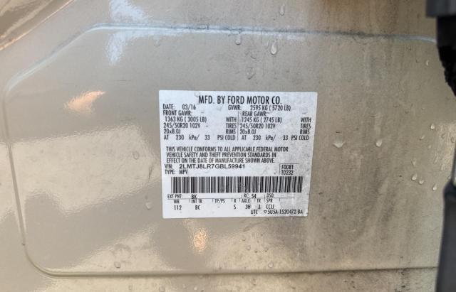 2LMTJ8LR7GBL59941 - 2016 LINCOLN MKX RESERVE Կրեմագույն լուսանկար 10