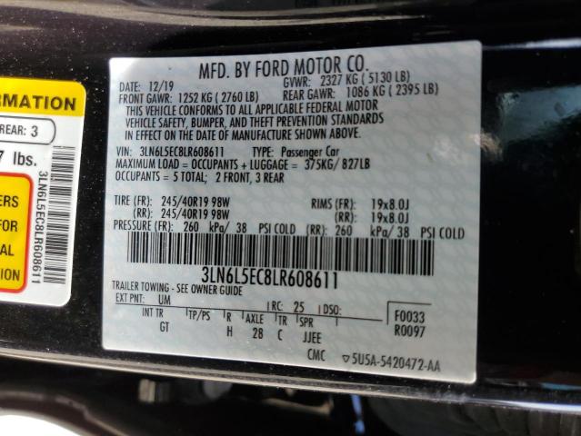 3LN6L5EC8LR608611 - 2020 LINCOLN MKZ RESERVE შავი ფოტო 13