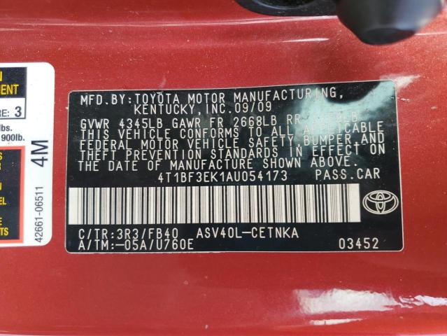 4T1BF3EK1AU054173 - 2010 TOYOTA CAMRY BASE MAROON photo 13