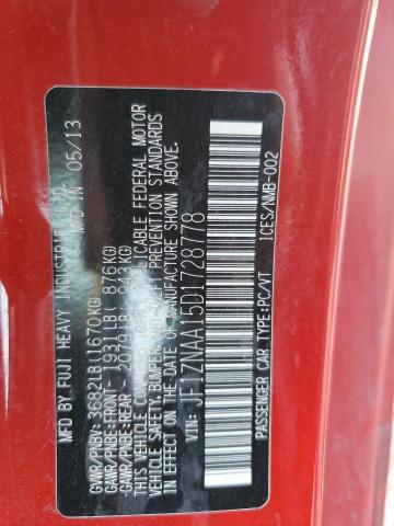 JF1ZNAA15D1728778 - 2013 TOYOTA SCION FR-S წითელი ფოტო 12