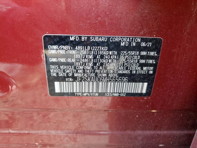 JF2SKAUC6MH565696 - 2021 SUBARU FORESTER LIMITED 红色 照片 14