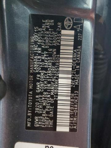 2T1BURHE7GC518804 - 2016 TOYOTA COROLLA L GRAY photo 13