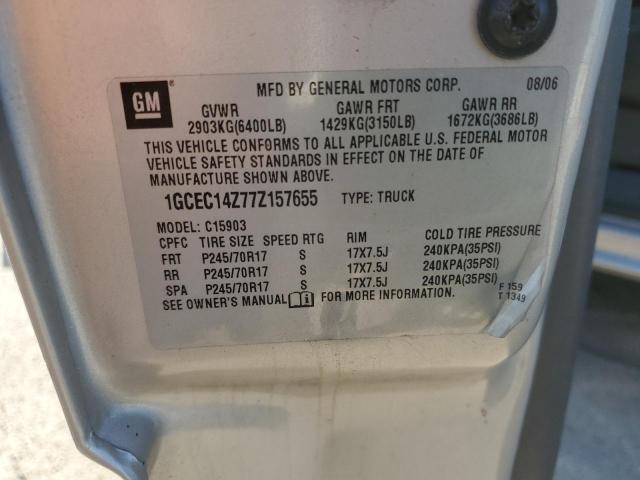 1GCEC14Z77Z157655 - 2007 CHEVROLET SILVERADO C1500 CLASSIC SILVER photo 13