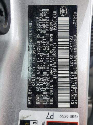 4T1BF1FK8GU517194 - 2016 TOYOTA CAMRY SE LE Gümüş fotoğraf 13