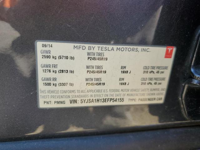 5YJSA1H13EFP54155 - 2014 TESLA MODEL S GRAY photo 13