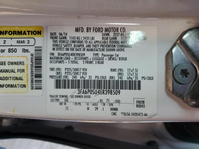 3FA6P0SU4ER398509 - 2014 FORD FUSION TITANIUM PHEV WHITE photo 12