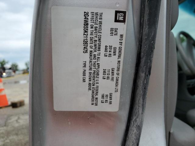 2G4WB55K211267475 - 2001 BUICK REGAL LS 银色 照片 12