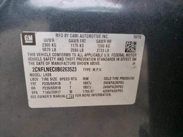 2CNFLNEC8B6263523 - 2011 CHEVROLET EQUINOX LT GRAY photo 13