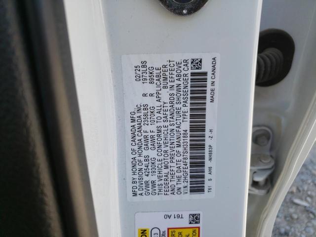2HGFE4F87SH331884 - 2025 HONDA CIVIC SPORT 白色 照片 12
