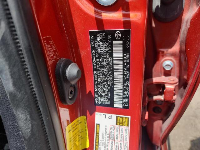 JTND4RBE3L3078032 - 2020 TOYOTA COROLLA SE RED photo 12