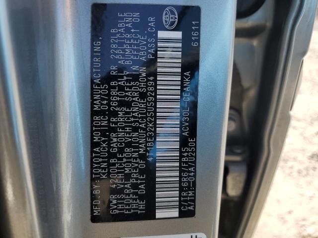 4T1BE32K25U592894 - 2005 TOYOTA CAMRY LE TURQUOISE photo 12