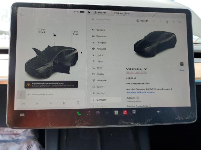 7SAYGDEF5NF311812 - 2022 TESLA MODEL Y Սև լուսանկար 9