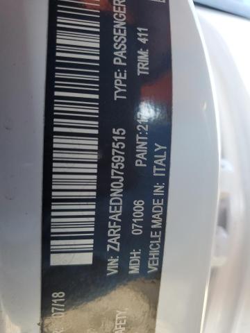 ZARFAEDN0J7597515 - 2018 ALFA ROMEO GIULIA Q4 თეთრი ფოტო 12