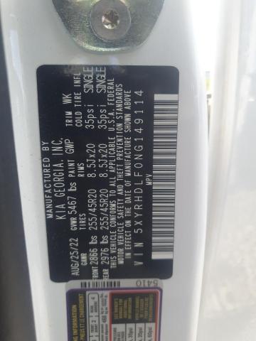 5XYRHDLF0NG149114 - 2022 KIA SORENTO EX WHITE photo 14