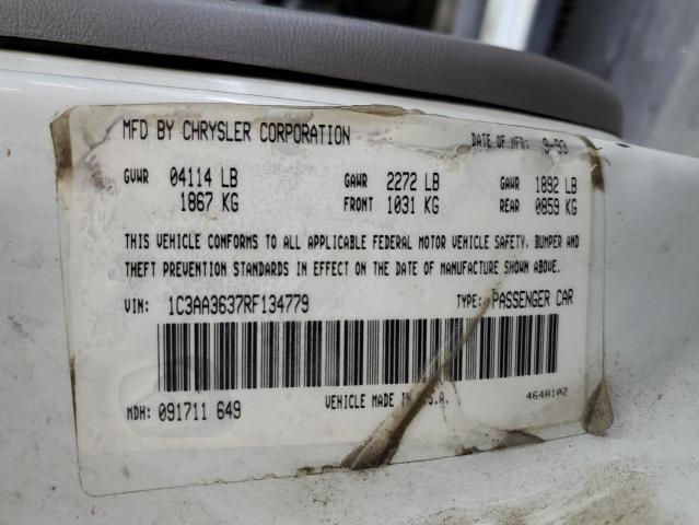 1C3AA3637RF134779 - 1994 CHRYSLER LEBARON LE A-BODY WHITE photo 12