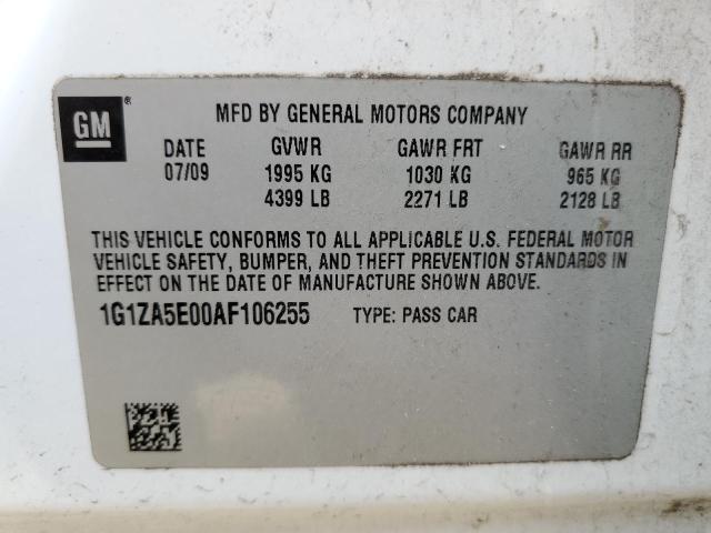 1G1ZA5E00AF106255 - 2010 CHEVROLET MALIBU LS WHITE photo 13