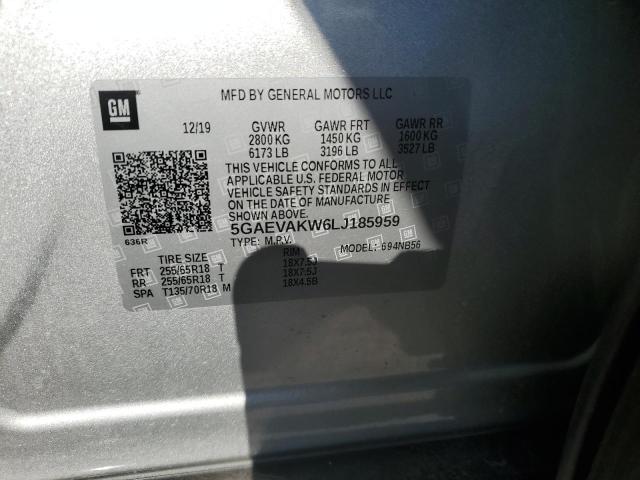 5GAEVAKW6LJ185959 - 2020 BUICK ENCLAVE ESSENCE 银色 照片 13