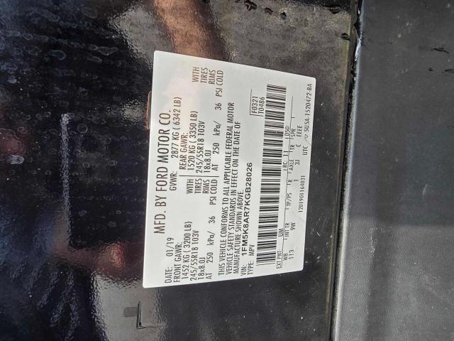 1FM5K8AR7KGB28026 - 2019 FORD EXPLORER POLICE INTERCEPTOR 黑色 照片 10