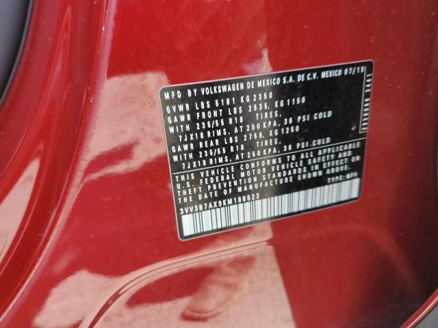 3VV3B7AX9KM188823 - 2019 VOLKSWAGEN TIGUAN SE Қызыл фото 12
