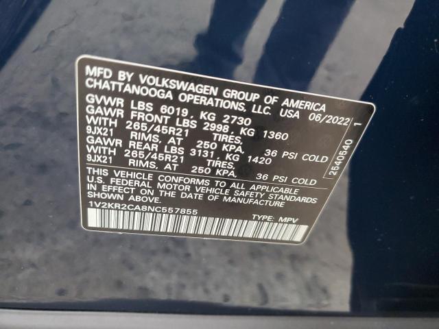 1V2KR2CA8NC557855 - 2022 VOLKSWAGEN ATLAS SE Azul foto 13