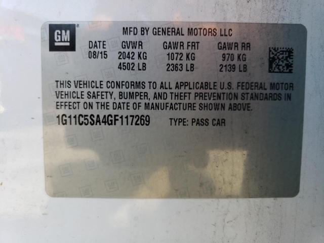 1G11C5SA4GF117269 - 2016 CHEVROLET MALIBU LIM LT Ақ фото 12