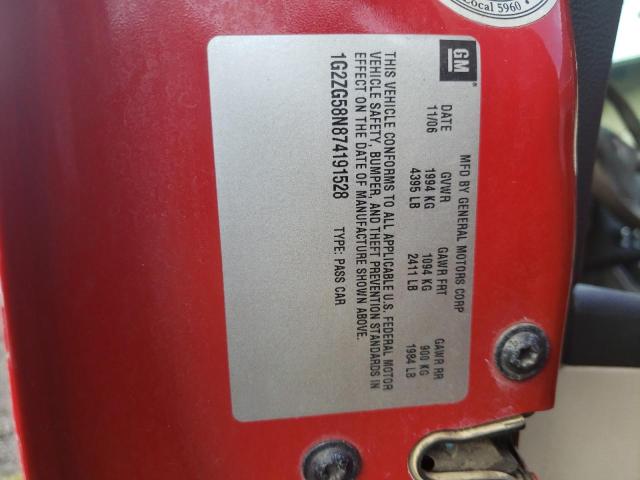 1G2ZG58N874191528 - 2007 PONTIAC G6 BASE 红色 照片 12