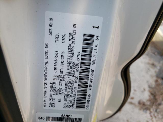 5TFRX5GN4JX112570 - 2018 TOYOTA TACOMA ACCESS CAB თეთრი ფოტო 12