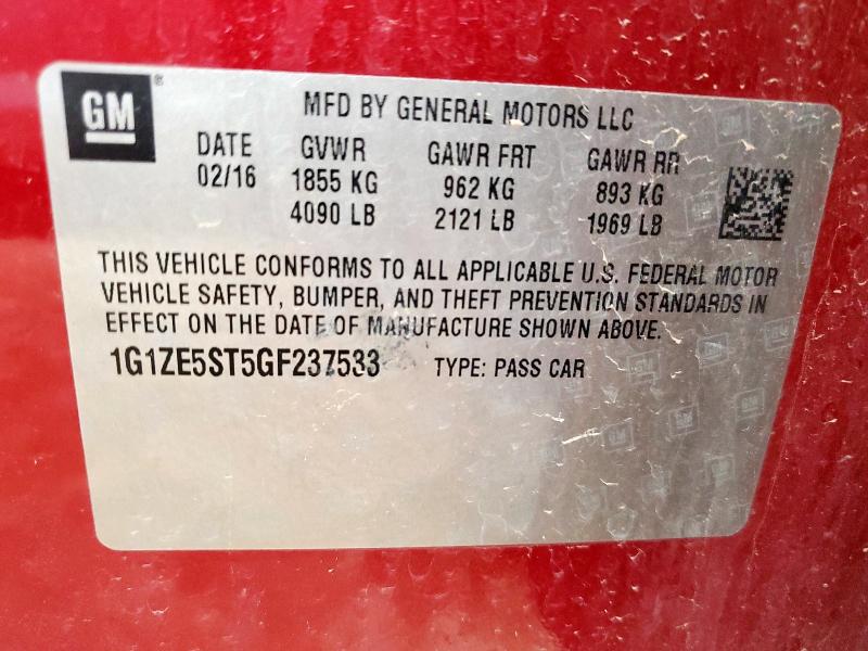 1G1ZE5ST5GF237533 - 2016 CHEVROLET MALIBU LT MAROON photo 12