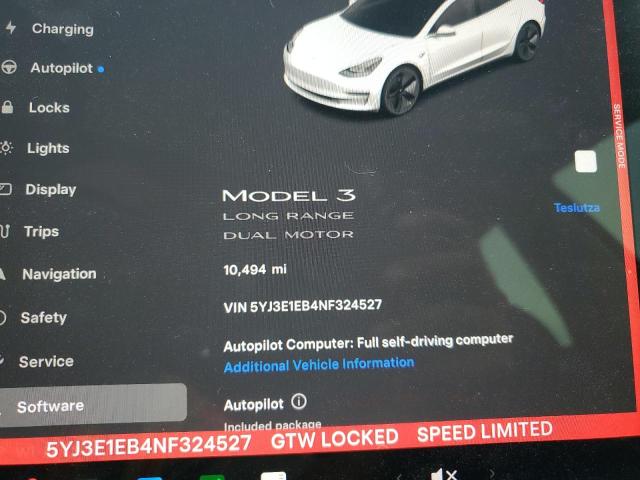 5YJ3E1EB4NF324527 - 2022 TESLA MODEL 3 WHITE photo 9