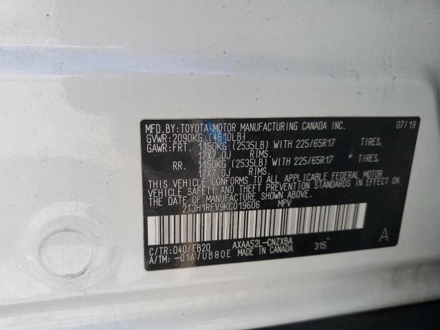 2T3H1RFV9KC019606 - 2019 TOYOTA RAV4 LE Ақ фото 12