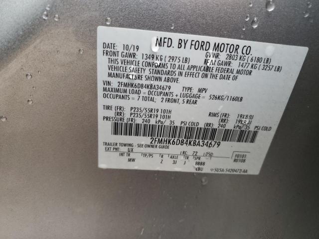 2FMHK6D84KBA34679 - 2019 FORD FLEX LIMITED SILVER photo 13