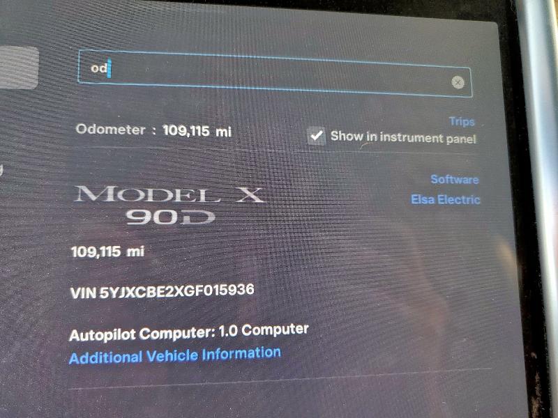 5YJXCBE2XGF015936 - 2016 TESLA MODEL X 蓝色 照片 9