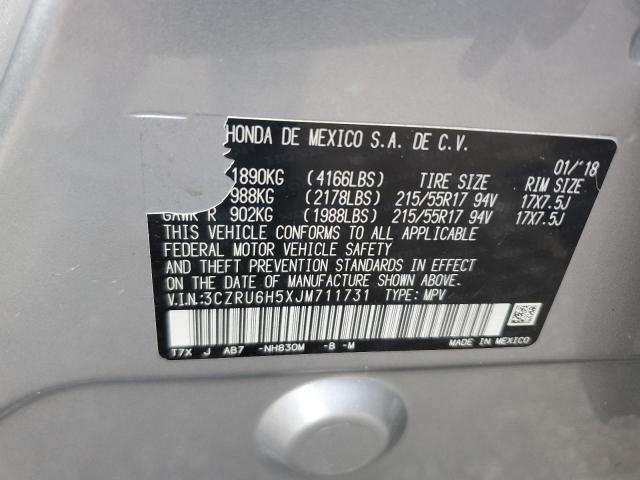 3CZRU6H5XJM711731 - 2018 HONDA HR-V EX SILVER photo 13