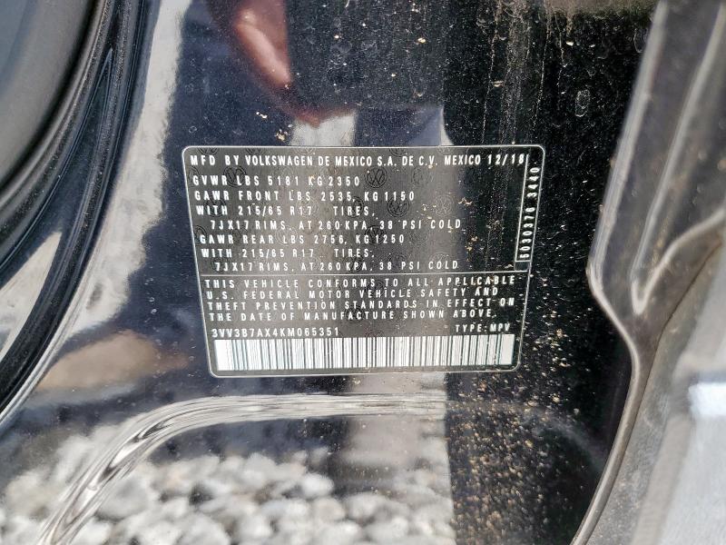 3VV3B7AX4KM065351 - 2019 VOLKSWAGEN TIGUAN SE Noir photo 14