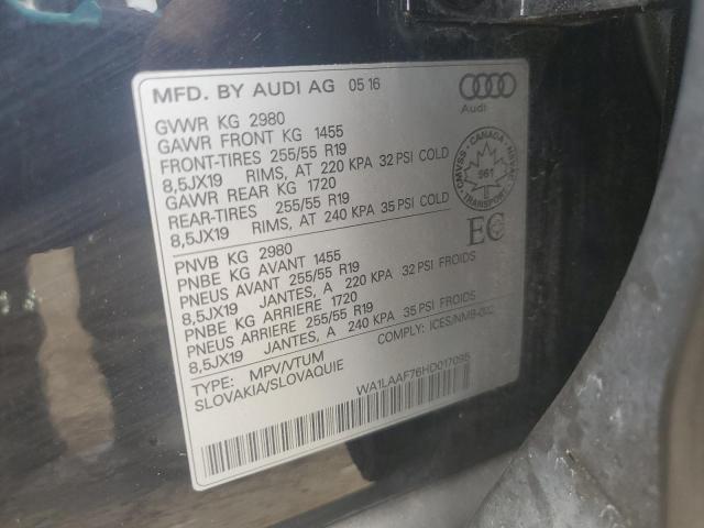 WA1LAAF76HD017095 - 2017 AUDI Q7 PREMIUM PLUS Սև լուսանկար 14