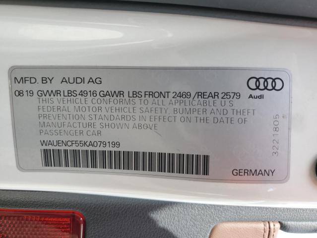 WAUENCF55KA079199 - 2019 AUDI A5 PREMIUM PLUS S-LINE WHITE photo 13