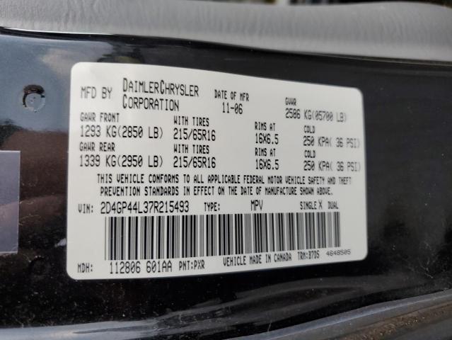 2D4GP44L37R215493 - 2007 DODGE CARAVAN SXT BLACK photo 13