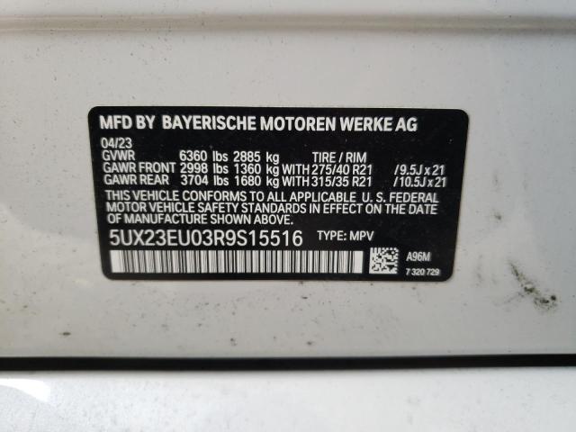 5UX23EU03R9S15516 - 2023 BMW X5 XDRIVE40I WHITE photo 13