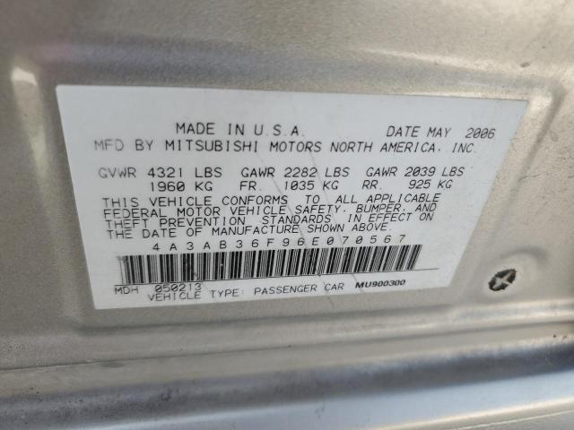 4A3AB36F96E070567 - 2006 MITSUBISHI GALANT ES MEDIUM GOLD photo 12