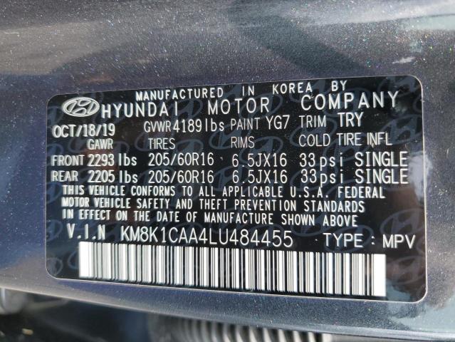 KM8K1CAA4LU484455 - 2020 HYUNDAI KONA SE GRAY photo 13