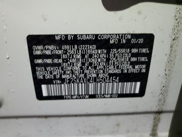 JF2SKAXC4LH504454 - 2020 SUBARU FORESTER TOURING 白色 照片 13