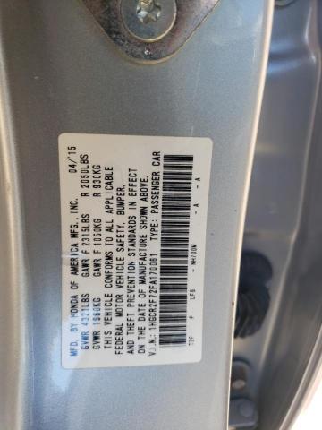 1HGCR2F72FA170061 - 2015 HONDA ACCORD EX SILVER photo 12